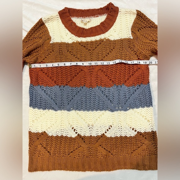 Hem & Thread Striped Multicolor Women's Fall Autumn Cozy Sweater Size Large - Picture 9 of 16